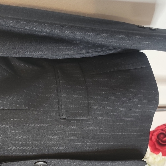 NEW Tahari ASL Pinstripe Charcoal Tailored Jacket Designer Office Blazer Coat - Picture 9 of 15